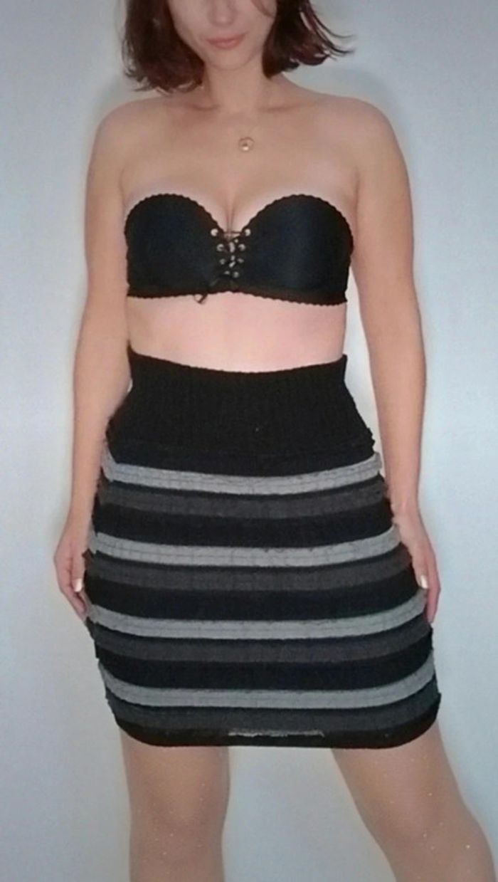 Jupe hiver moulante tricolore jus d' orange taille unique - photo numéro 5