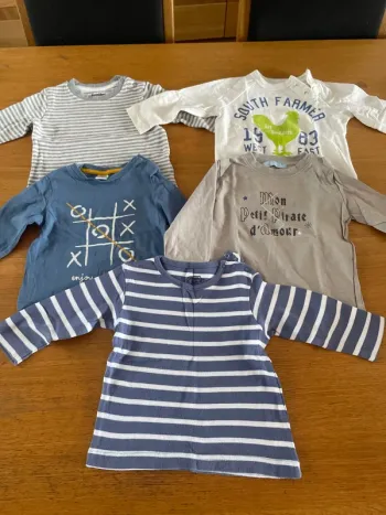 Lot 5 t-shirt manches longues 12 mois