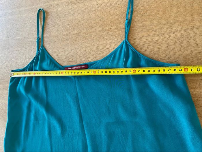 Top neuf fines bretelles en soie bleu turquoise/vert Comptoir des Cotonniers taille 42 - photo numéro 7