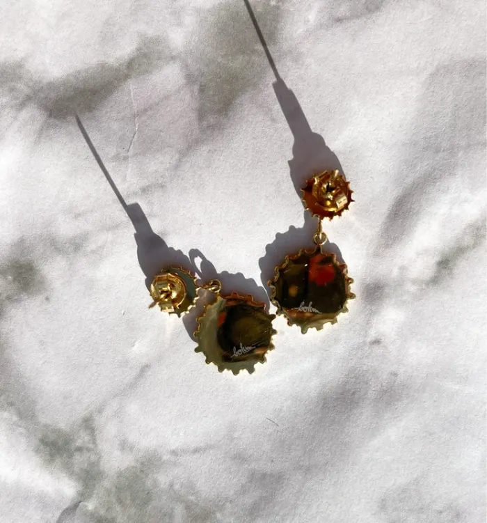 Bohm - Boucles d’oreilles puces dorées soleil Mandala bohème acier inoxydable - photo numéro 4