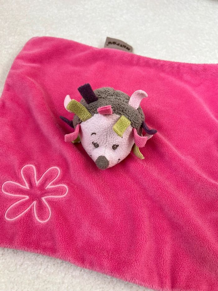 Doudou plat rose Nattou hérisson - photo numéro 2