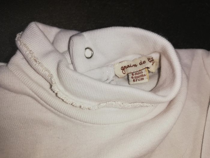 Sous pull blanc cassé 6 mois fille Grain de blé