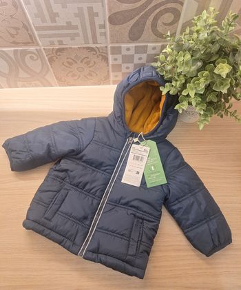 Doudoune matelassée hiver chaude bleu marine bébé doublure polaire neuve Orchestra taille 9M 71cm