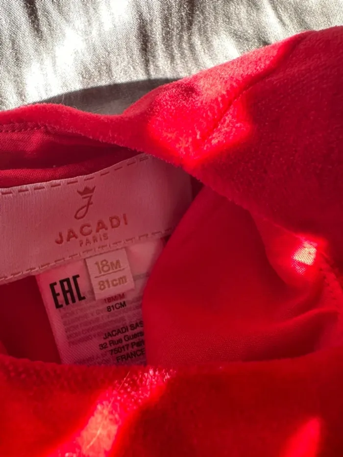 Jacadi magnifique robe en velours ras 18m - photo numéro 4