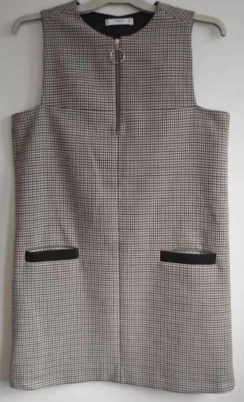 Robe sans manches motif pied-de-poule & noir – Mango – Taille M