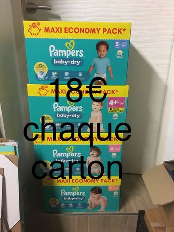 Couches Pampers baby dry taille 3 ou 4 ou 4+ ou 5
