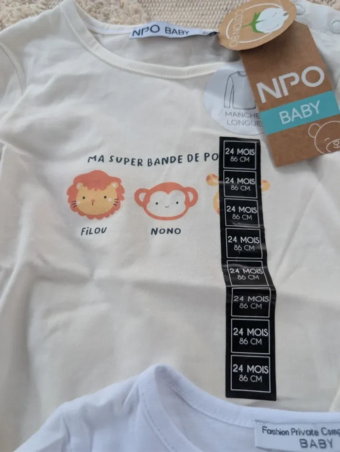 Lot de 2 t-shirts manches longues 24 mois neuf - photo numéro 3