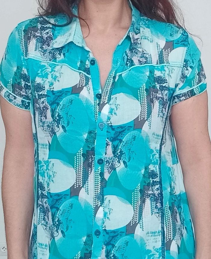 Chemise manches courtes tons bleus taille 36 - photo numéro 3