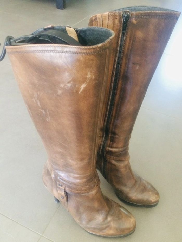 Bottes Jonak en cuir marron - Pointure 40 - photo numéro 2