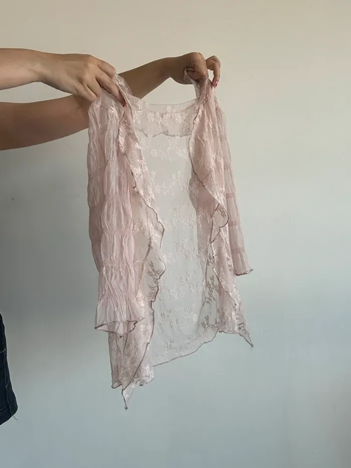 Haut transparent y2k fairy core années 2000 rose taille S - photo numéro 6