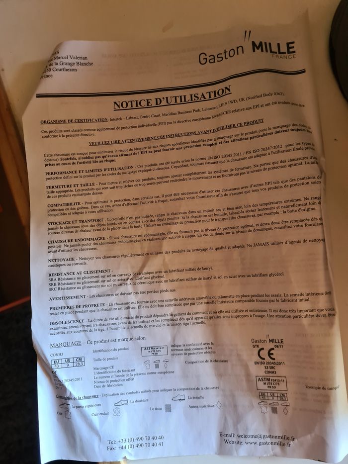 Chaussures de sécurité. Femme. Taille 40. Gaston mille. Neuve - photo numéro 7