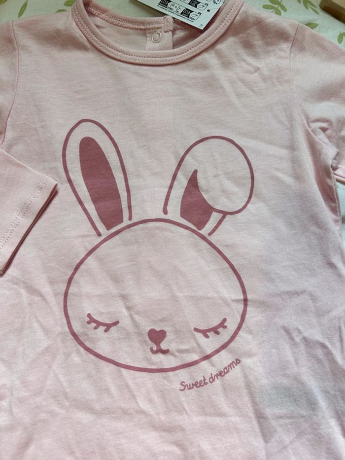 pyjama grenouillère en coton rose 9 mois tex - photo numéro 2