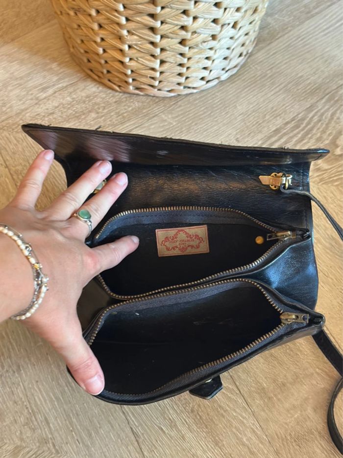 Sac bandoulière/pochette en cuir de croco noir authentique Jean Charles Paris (vintage 70s’) - photo numéro 6