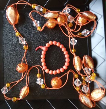 📿 Sautoir et bracelet orange 📿