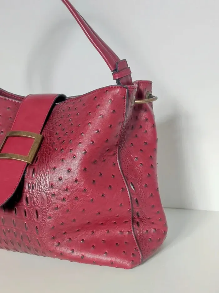 Sac effet cuir bordeaux point relief noir / Mandoline - photo numéro 3