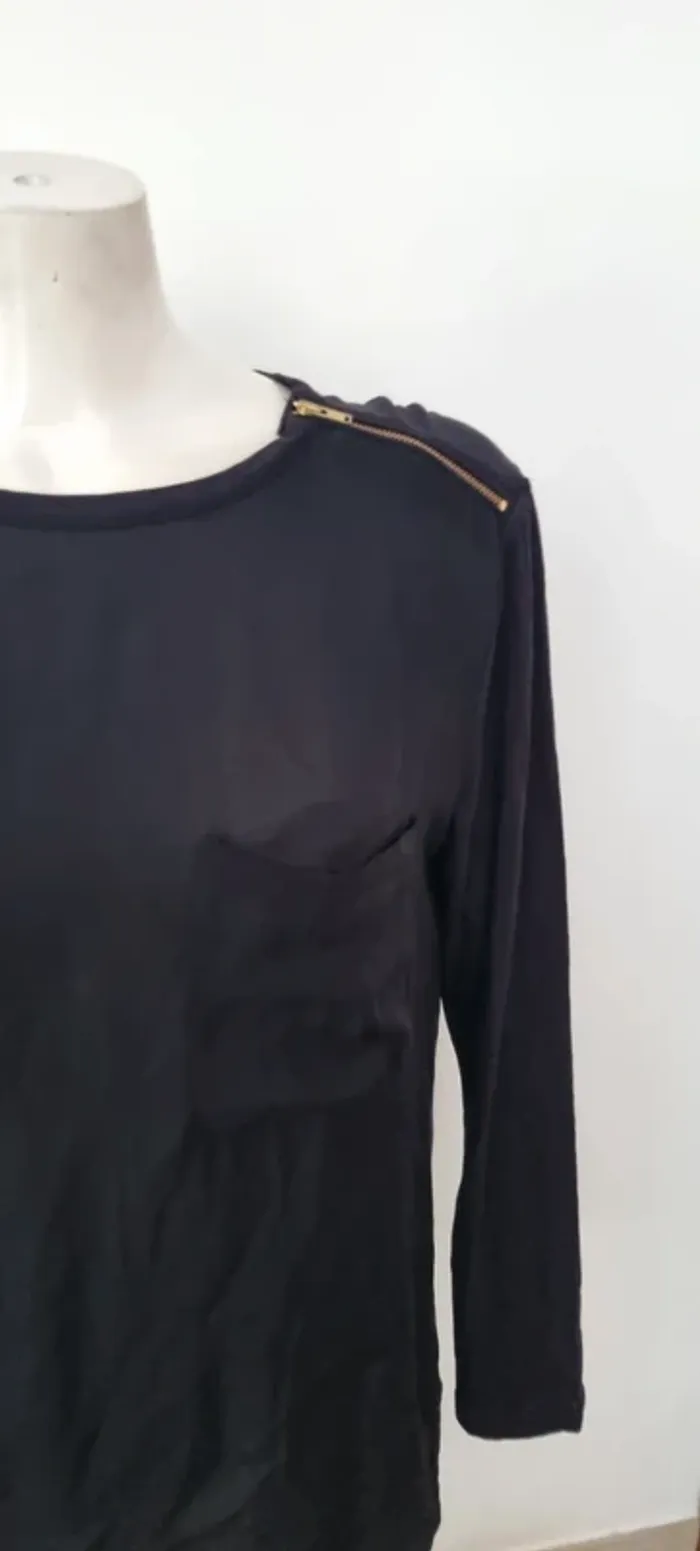Top blouse noir manches longues the kooples sport 36 - photo numéro 4