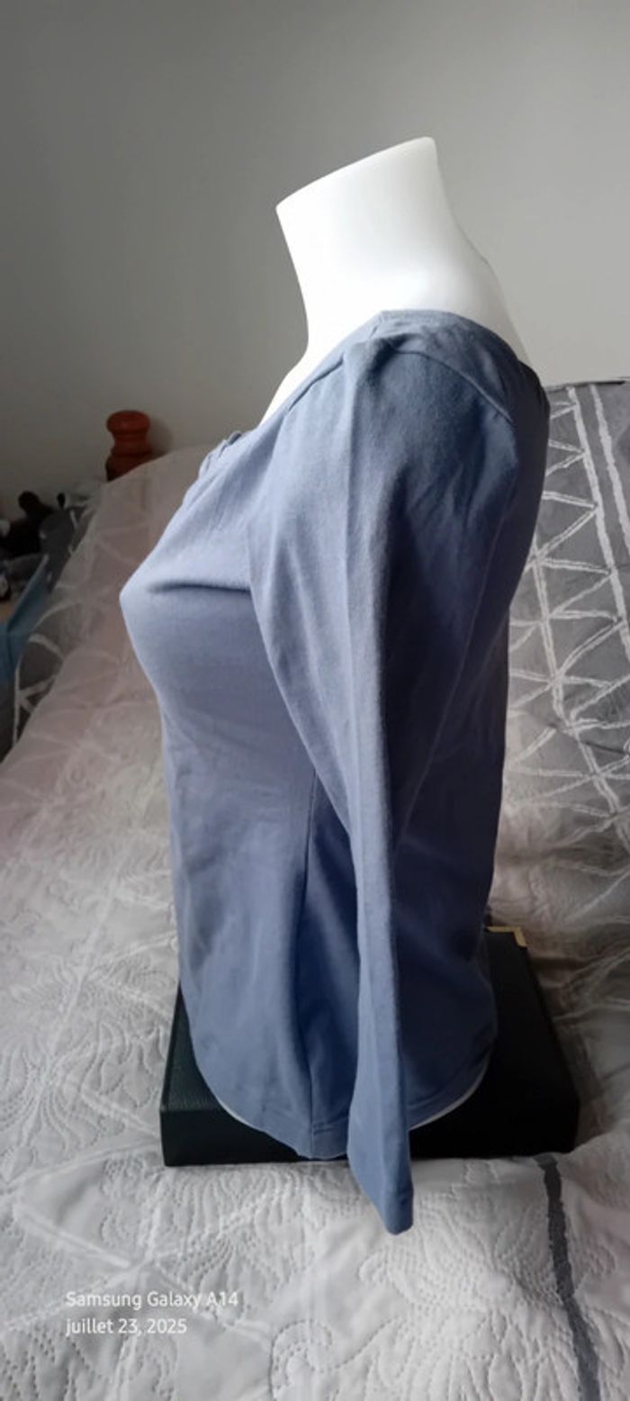 Haut manches longues col rond avec noeud bleu femme M vestino - photo numéro 9