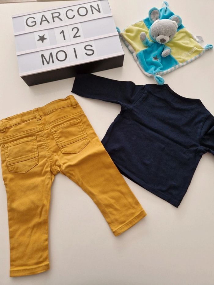 Ensemble 12mois moutarde et marine - photo numéro 4