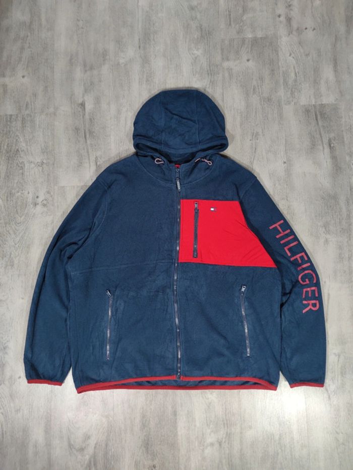 Veste Polaire à Capuche Full Zip Tommy Hilfiger Bleu Marine Logo Brodé Taille 2XL Homme