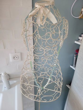 Collier sautoir couleur pastel turquoise perle adulte