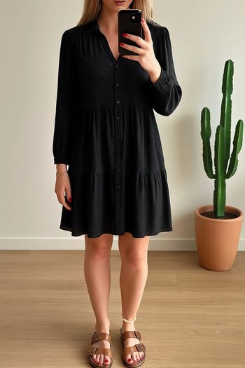 Robe noire fluide à motifs étoiles coupe babydoll Sud Express – Taille S