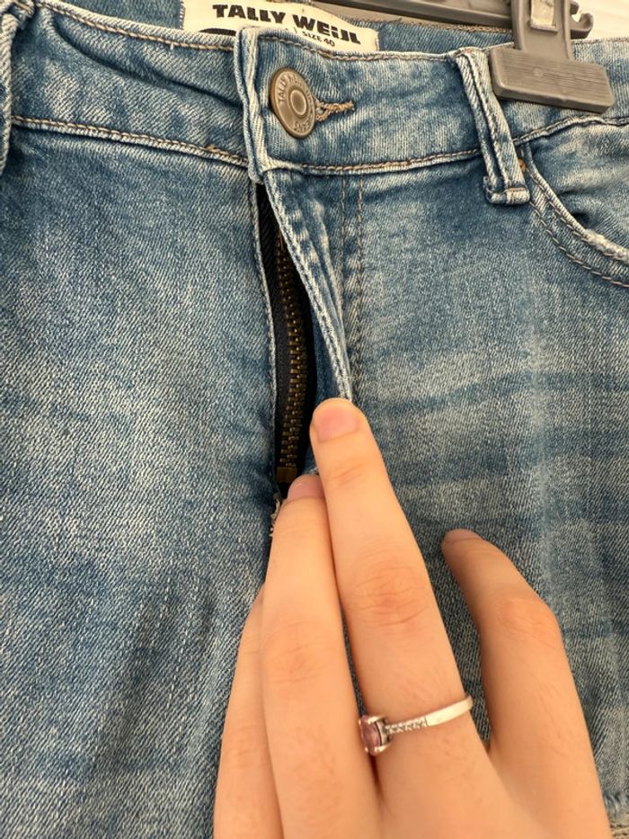Jean slim skinny déchiré destroy bleu clair poches à fermeture éclair - photo numéro 7
