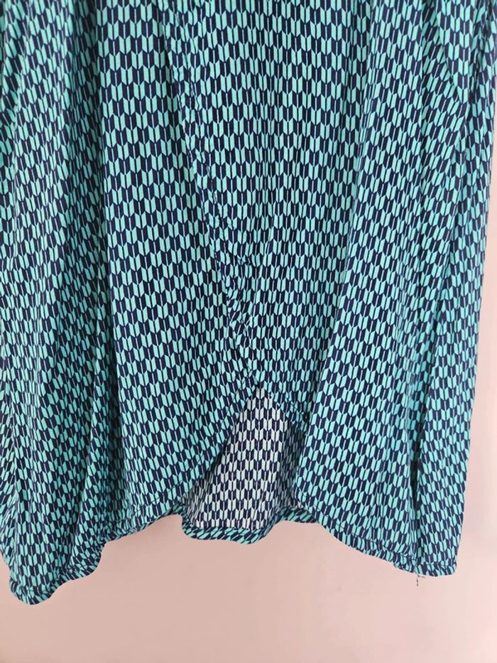 Top bleu et turquoise croisé dos viscose- Taille L - photo numéro 4