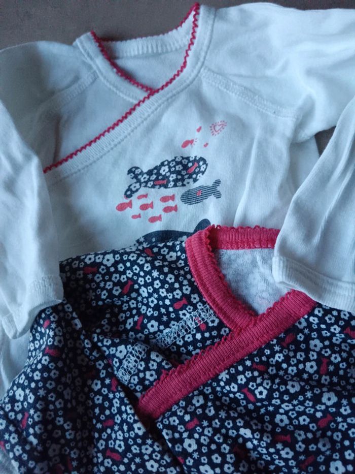 Lot bodies manches longues absorba poisson fleurs rose 3 mois - photo numéro 2