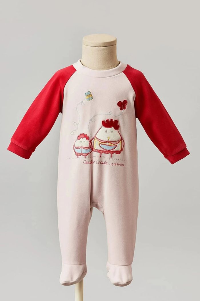 Pyjama rose rouge motif poule babygro Taille 12 mois - photo numéro 2