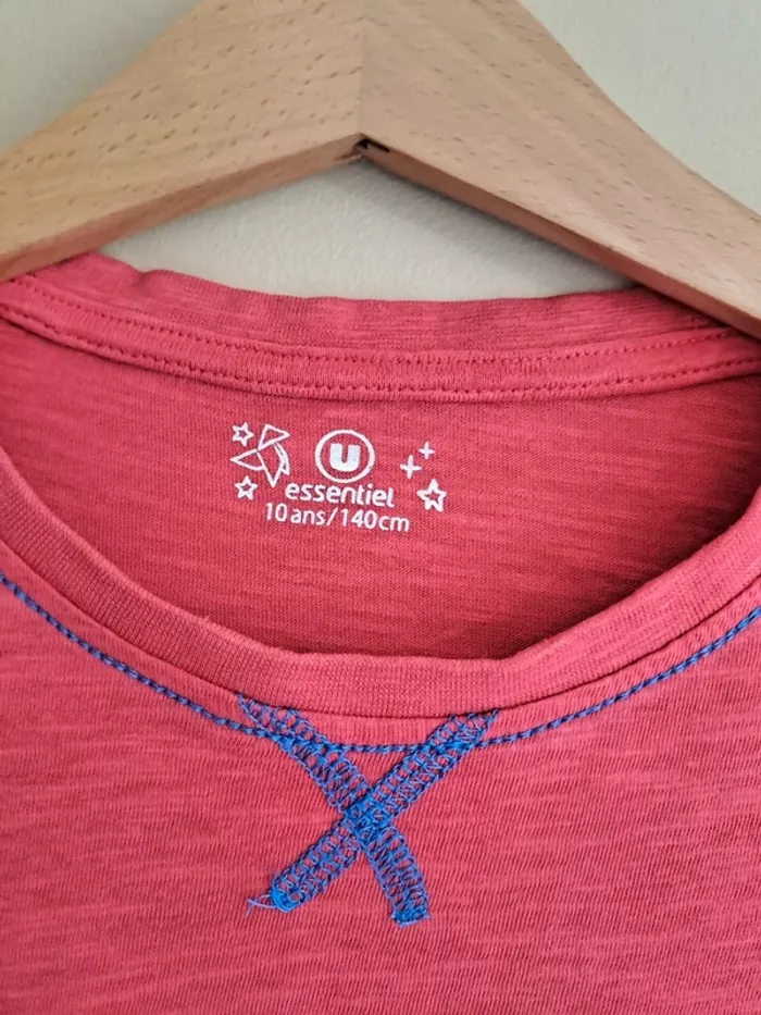 DON sur demande T-shirt rouge ML garçon U essentiel 10 ans 2 minis accrocs - photo numéro 3