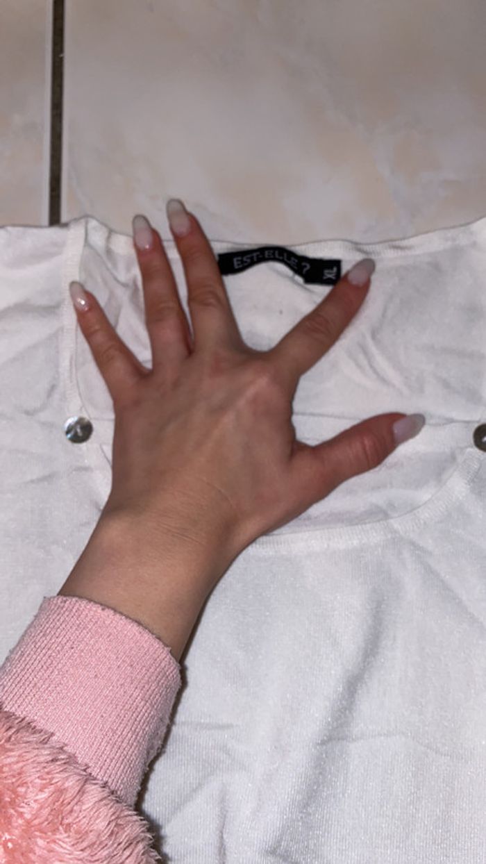 Petit pull léger taille L blanc - photo numéro 2