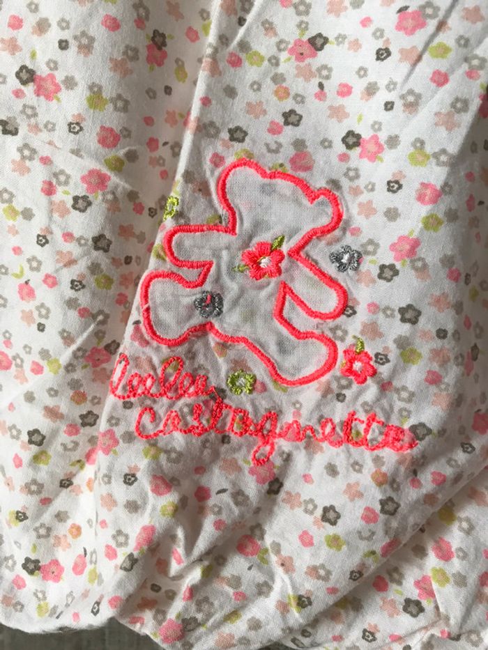 Robe bouffante rose à fleur fille 18 mois rose et blanche Lulu Castagnette - photo numéro 2