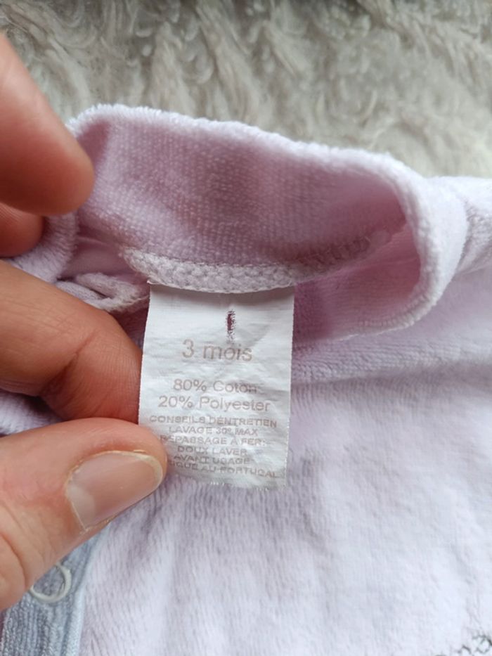 Pyjama grenouillère velours Fille 3 mois - photo numéro 5