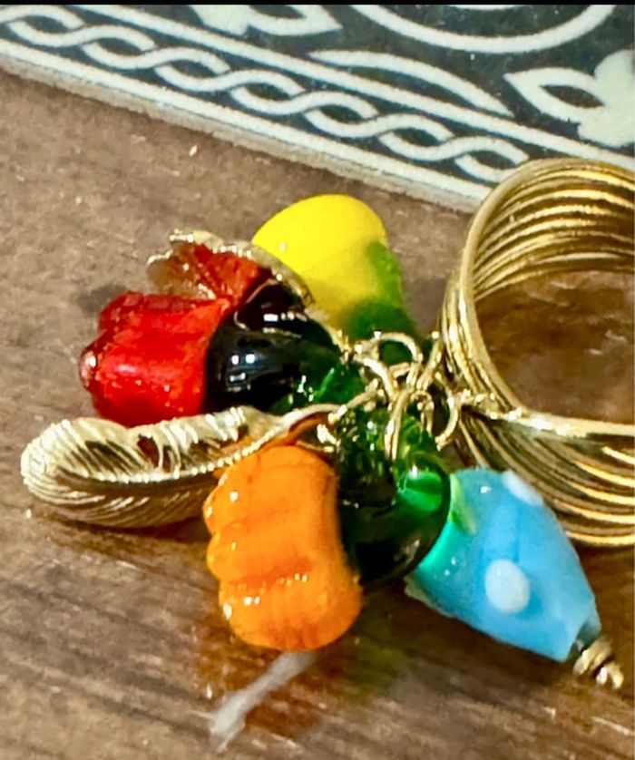Bague large réglable fruits et légumes en verres en breloques habaha Paris - photo numéro 5