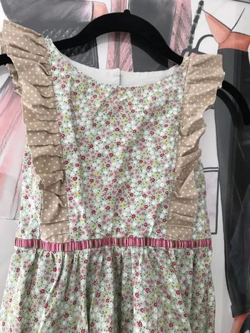 Robe liberty et pois faite main à nouer 8 ans