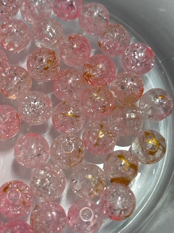 B36, 50 perles craquelées dripping doré 8mm plastique