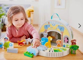 NEUF Grand coffret jeu Zoo HABA animaux grandes figurines bois