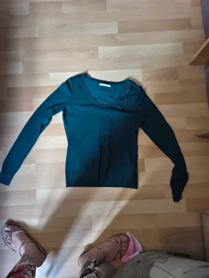 Pull camaïeu vert canard S tbe