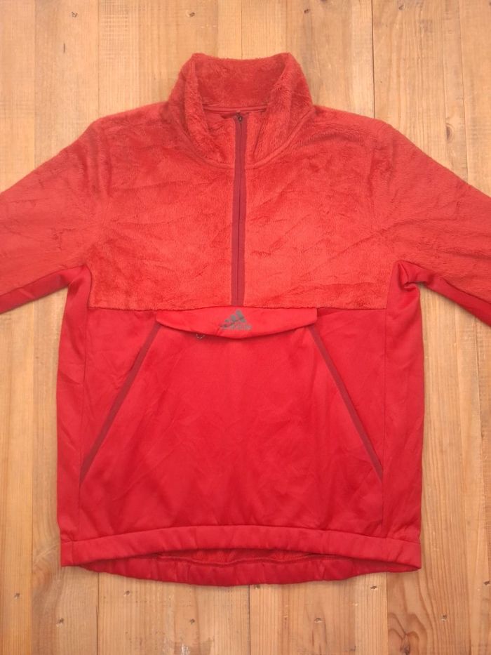 Polaire adidas bi matière quart de zip rouge femme - taille S (107) - photo numéro 2