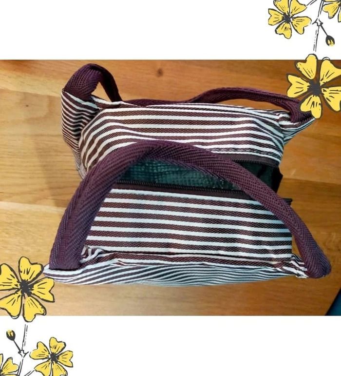 Sac isotherme rayé marron – Compact & pratique - lunchbox d’été - photo numéro 3
