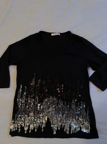 T-shirt noir à sequins Christine Laure