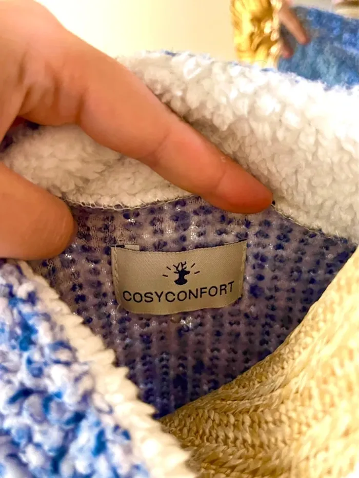 sublime veste teddy bouclette zippée bleu col montant poches cosy confort doux neuf taille M - photo numéro 14