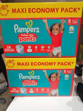  2 pack pants pampers baby-dry taille 5   172 couches
