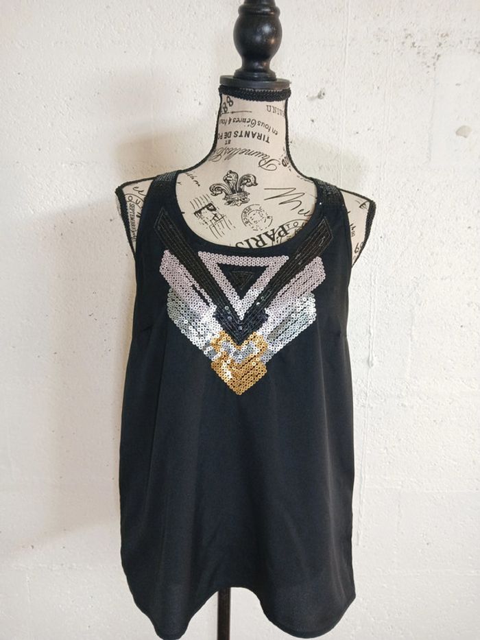 🖤 Débardeur noir à sequins Cache-Cache Taille 3 Très bon état