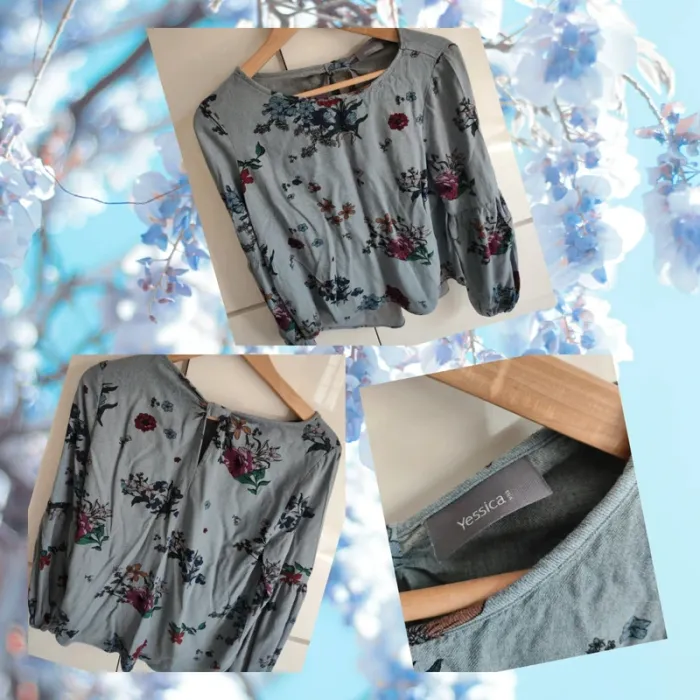 👕blouse fleurie gris - Yessica- très bon état général - taille 38