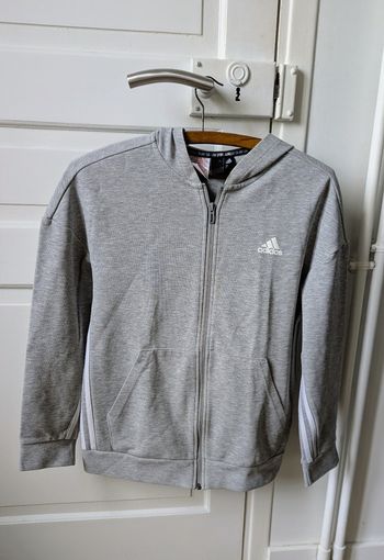 Sweat à capuche zippé Adidas gris – 13/14 ans (164)