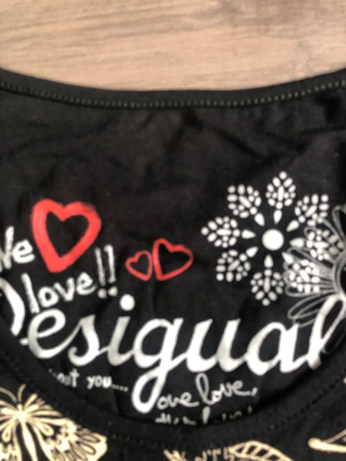 Robe desigual taille XS imprimée papillons noire manches longues - photo numéro 3