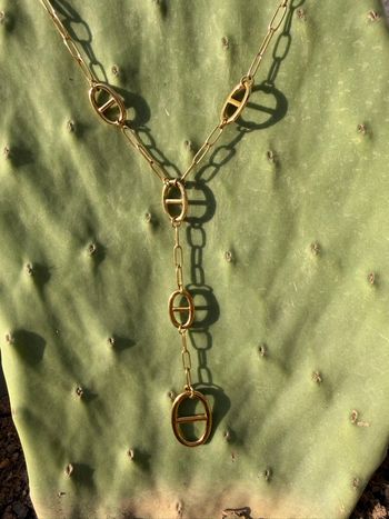 Sautoir maille marine doré