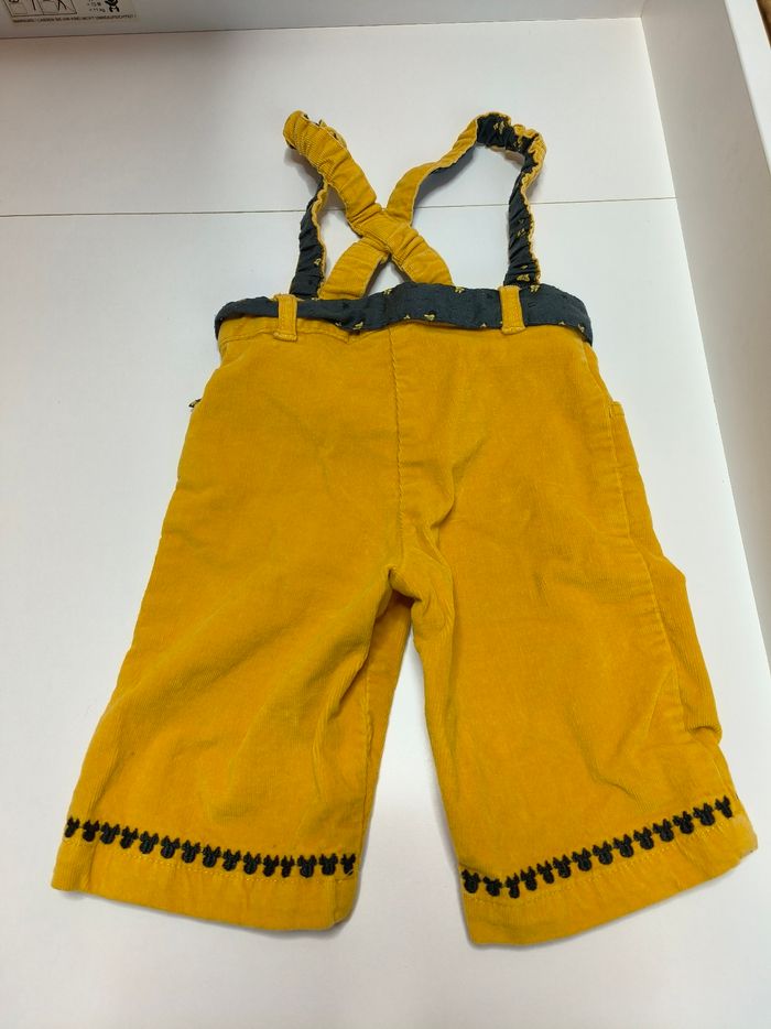 Pantalon salopette 12 mois jaune moutarde velours Minnie mouse Disney - photo numéro 7