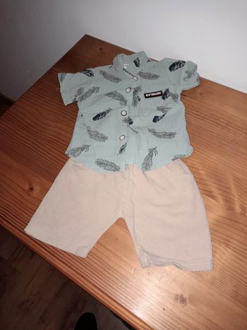 ensemble chemise et short 6-9 mois comme neuf